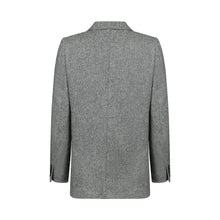 Load image into Gallery viewer, Grey Herringbone Cara Donegal Tweed Blazer Back
