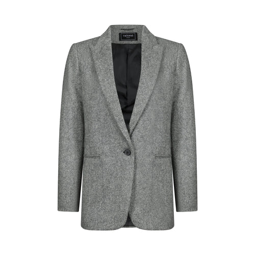 Grey Herringbone Cara Donegal Tweed Blazer