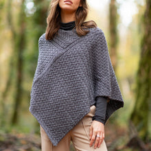 Load image into Gallery viewer, Steel Grey Aideen Aran Poncho
