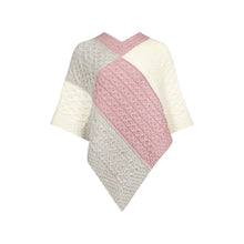 Load image into Gallery viewer, Pink Cliona Patchwork Aran Poncho
