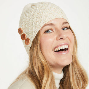 Aran Hat with buttons, Natural