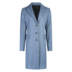 Blue Aisling Donegal Tweed Knee Coat