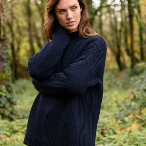 Navy Ciara Funnel Neck Sweater