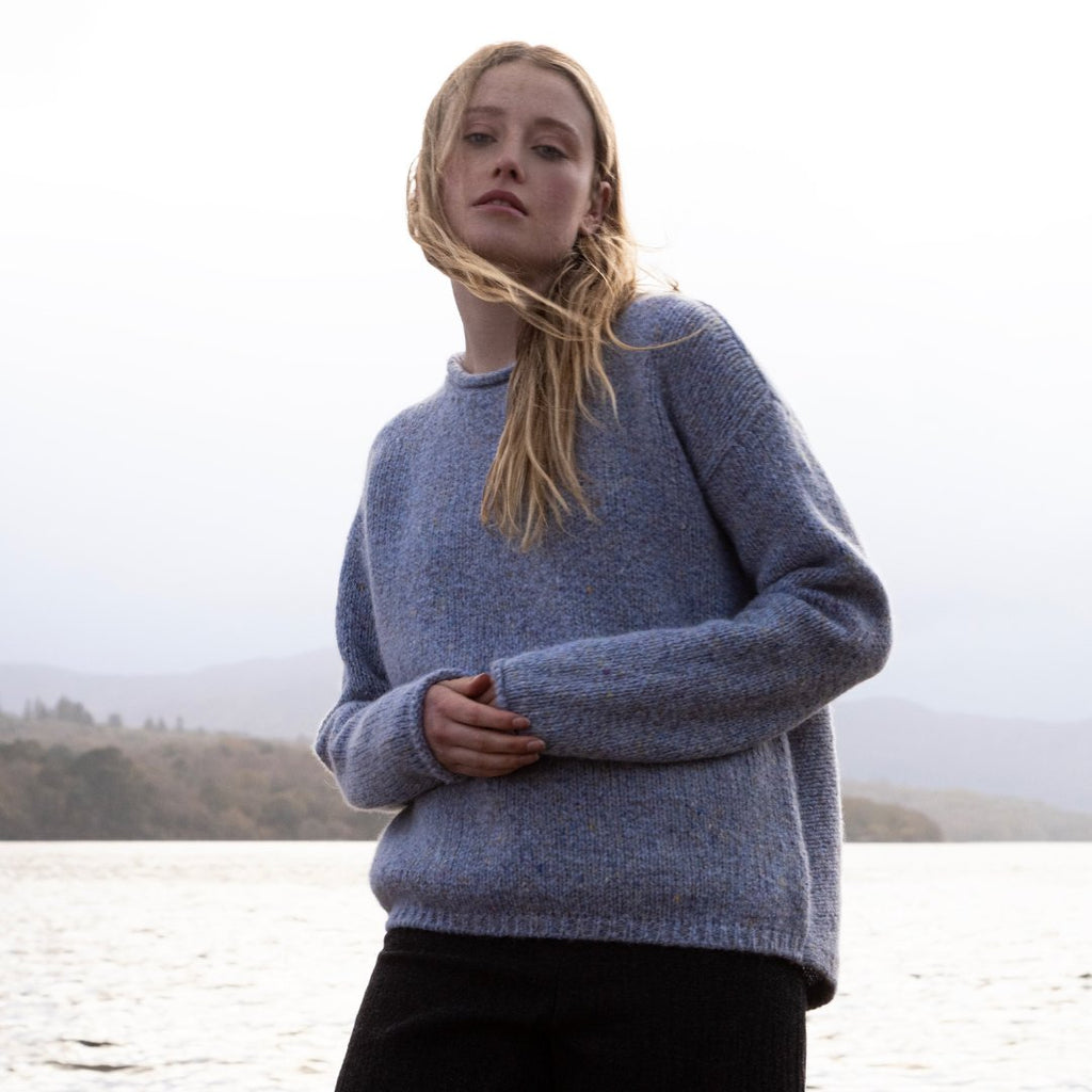 Cornflower Alpaca Roll Neck Sweater