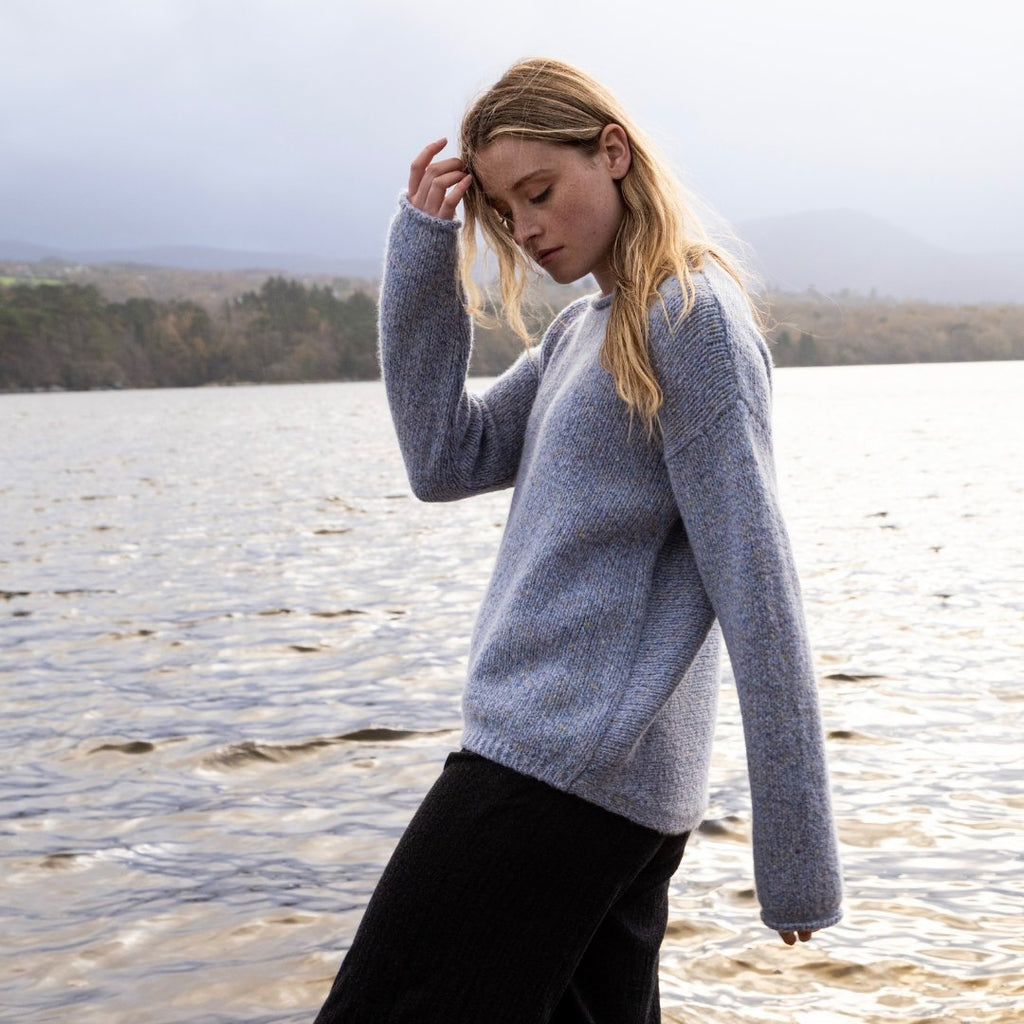 Cornflower Alpaca Roll Neck Sweater