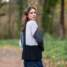 Load image into Gallery viewer, Grey Emma Patchwork Crew Neck Aran Sweater
