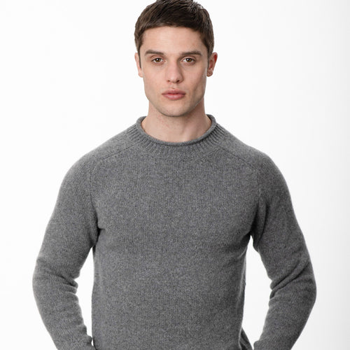 Grey Saddle Shoulder Roll Neck Sweater