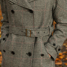 Load image into Gallery viewer, Black, White &amp; Red Check Faye Double Breasted Mac Coat
