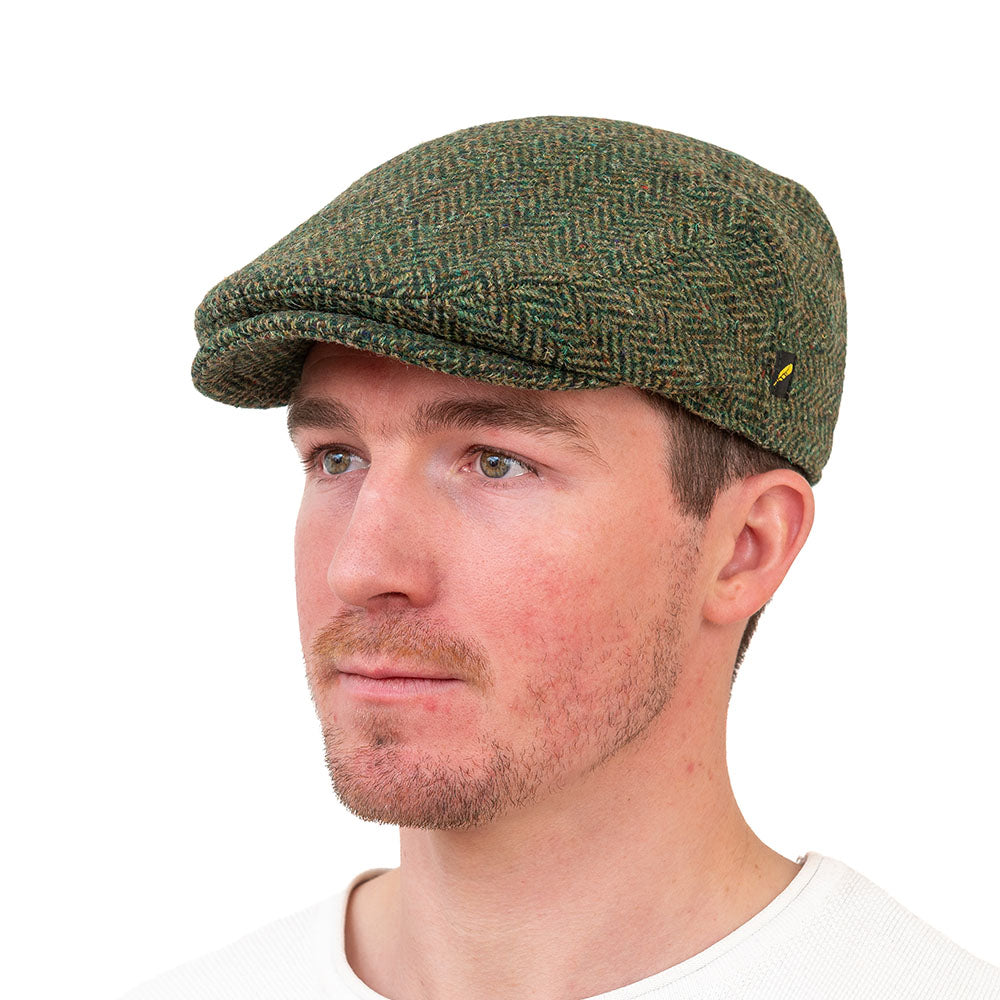 Triona Design Flat Cap, Dubliner Green Herringbone
