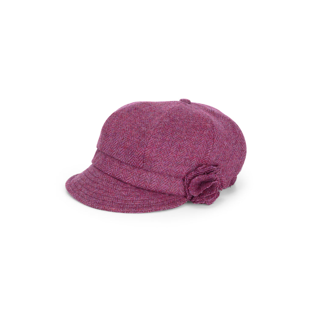 Newsboy-Cap-Raspberry-Herringbone