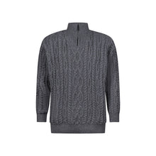 Load image into Gallery viewer, Niall Steel Grey Half Zip Cable Sweater
