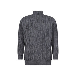 Niall Steel Grey Half Zip Cable Sweater