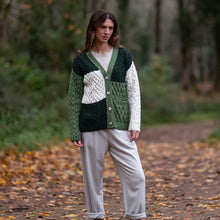 Load image into Gallery viewer, Green Nuala Patchwork Aran Cardigan
