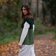 Load image into Gallery viewer, Green Nuala Patchwork Aran Cardigan
