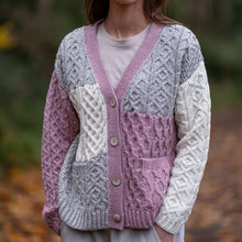 Load image into Gallery viewer, Pink Nuala Patchwork Aran Cardigan
