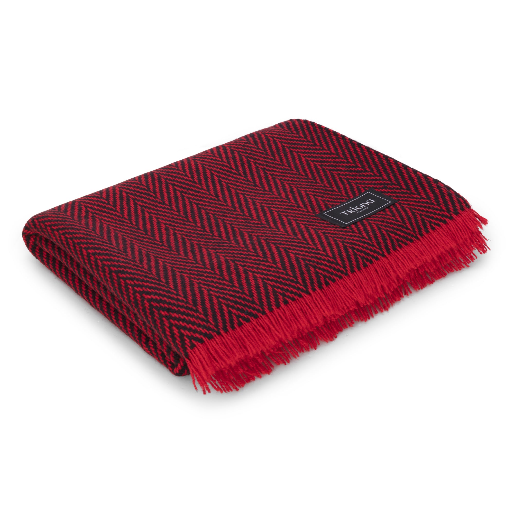 Triona Red Black Herringbone Donegal Tweed Blanket – Triona Design