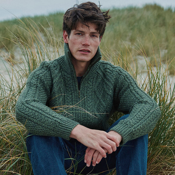 S156-Green-Handknit-Aran-