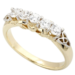 14ct Yellow Gold Eternity Diamond Claddagh Ring