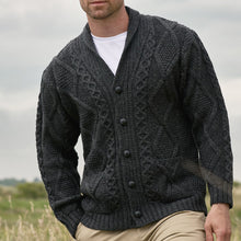 Load image into Gallery viewer, Charcoal Mens Wool Button Cardigan
