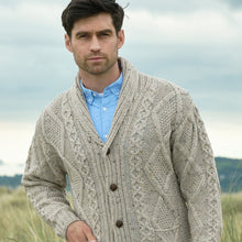 Load image into Gallery viewer, Oatmeal Mens Wool Button Cardigan
