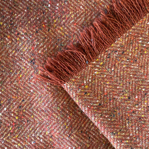 Rust Herringbone Donegal Tweed Blanket