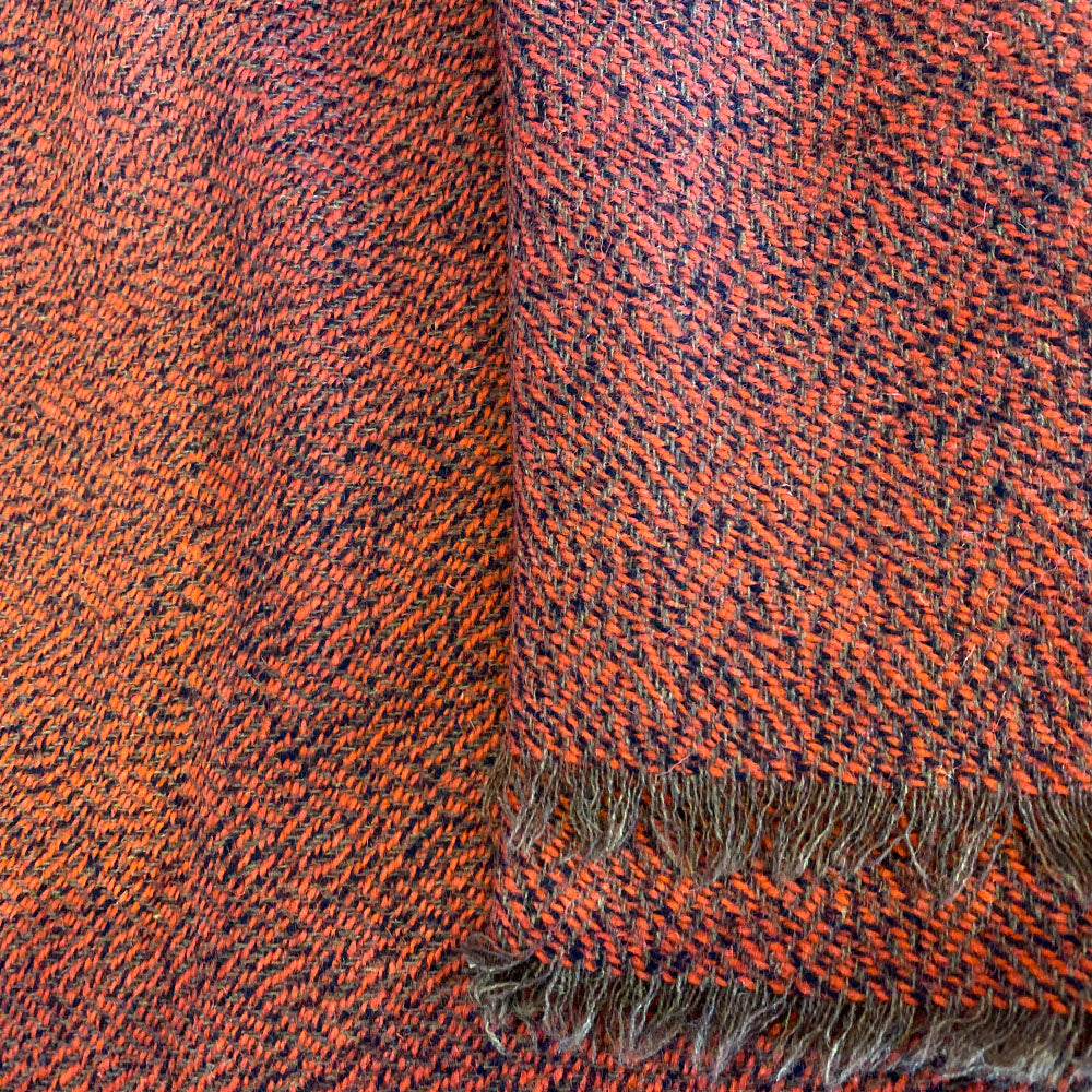 Orange Donegal Tweed Blanket