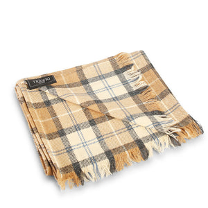 Camel & Brown Check Donegal Tweed Scarf