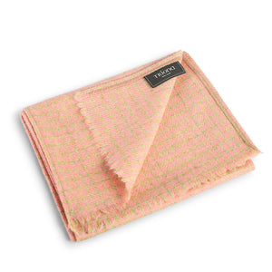 Peach Green Houndstooth Donegal Tweed Scarf