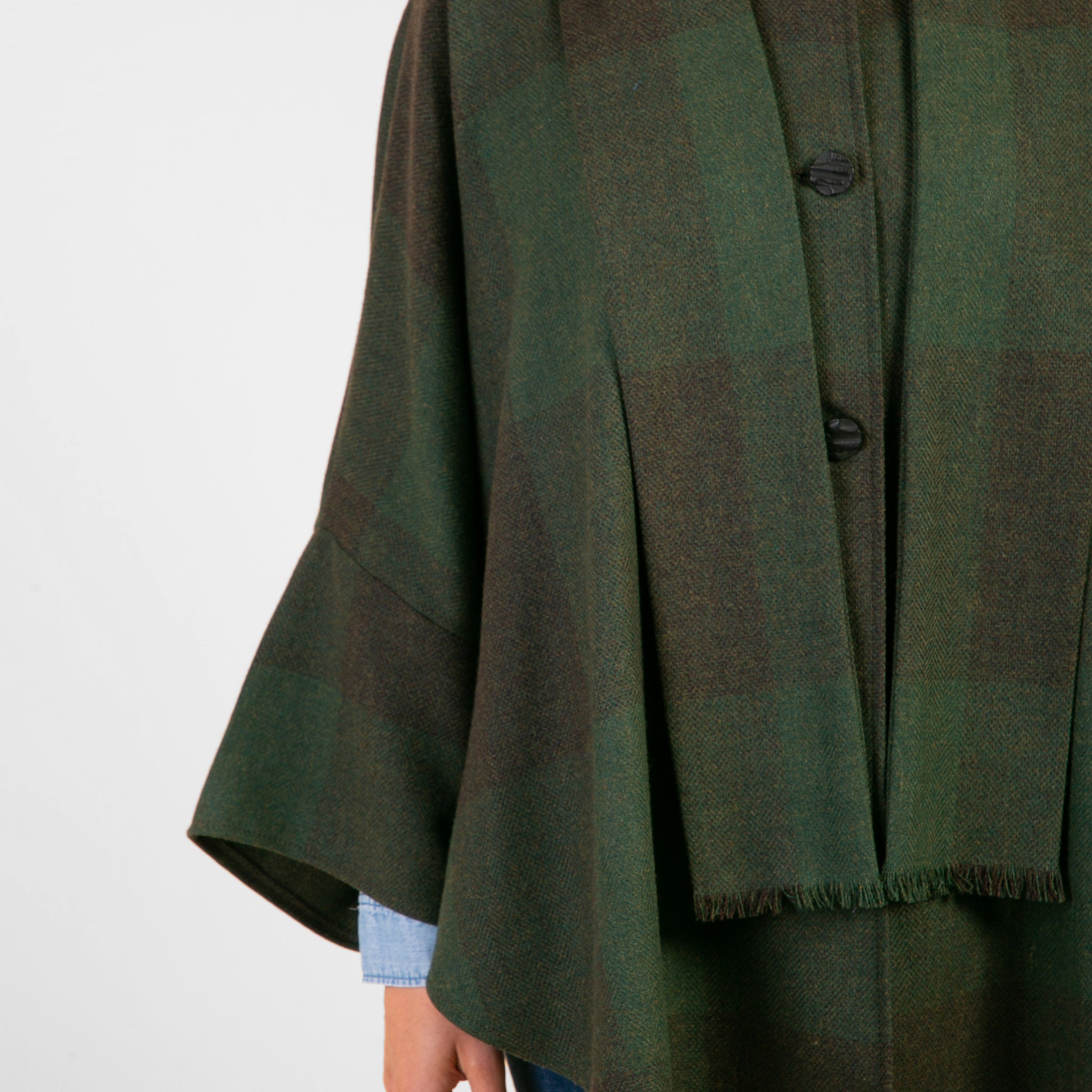Triona Design | Women's Blue Stripe Donegal Tweed Cape