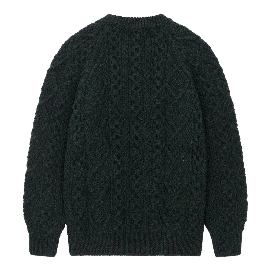 Athena Forest Green Crew Aran Sweater Back