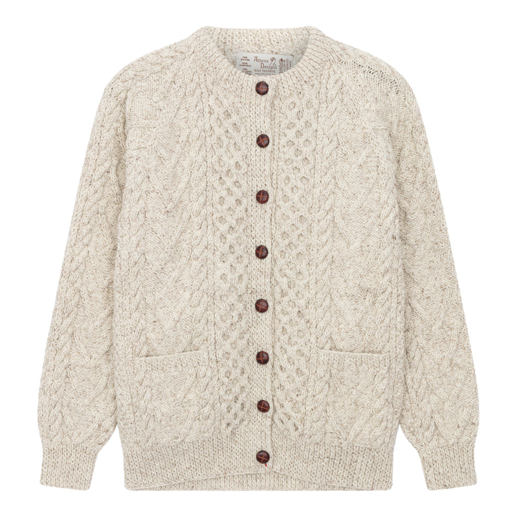Athena Oatmeal Crew Aran Cardigan
