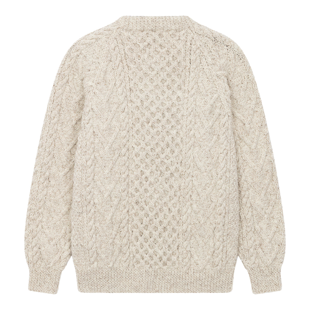 Athena Oatmeal Crew Aran Cardigan Back
