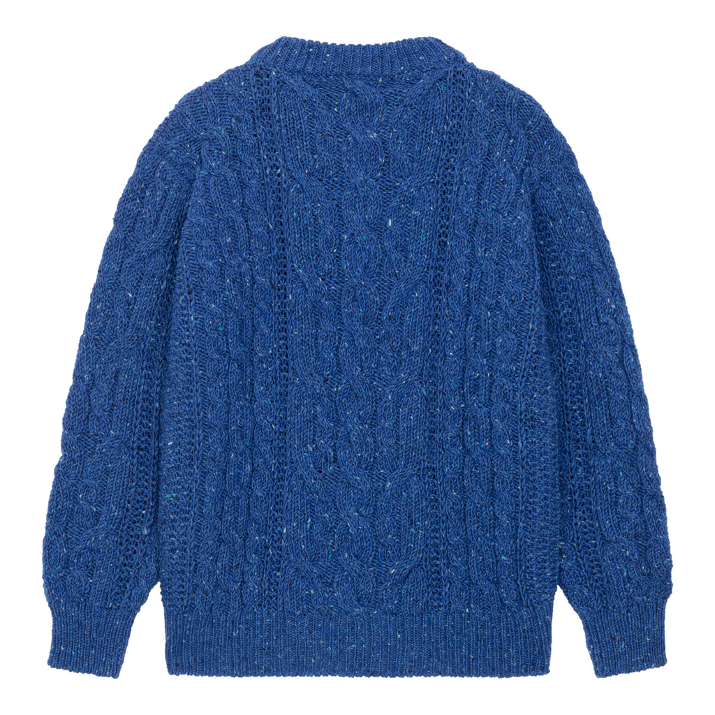 Bonners Blue Fleck Aran Sweater Front Back