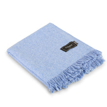 Load image into Gallery viewer, Blue Herringbone Donegal Tweed Blanket
