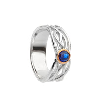 Load image into Gallery viewer, Sterling Silver Wishing Tree Ring with Sapphire
