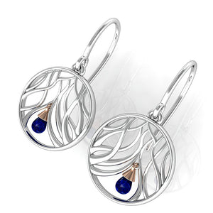 Sterling Silver Wishing Tree Earrings with Sapphire