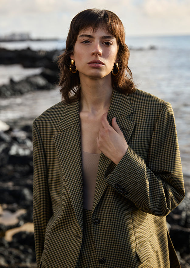 Triona Green Houndstooth Neasa Oversized Blazer – Triona Design