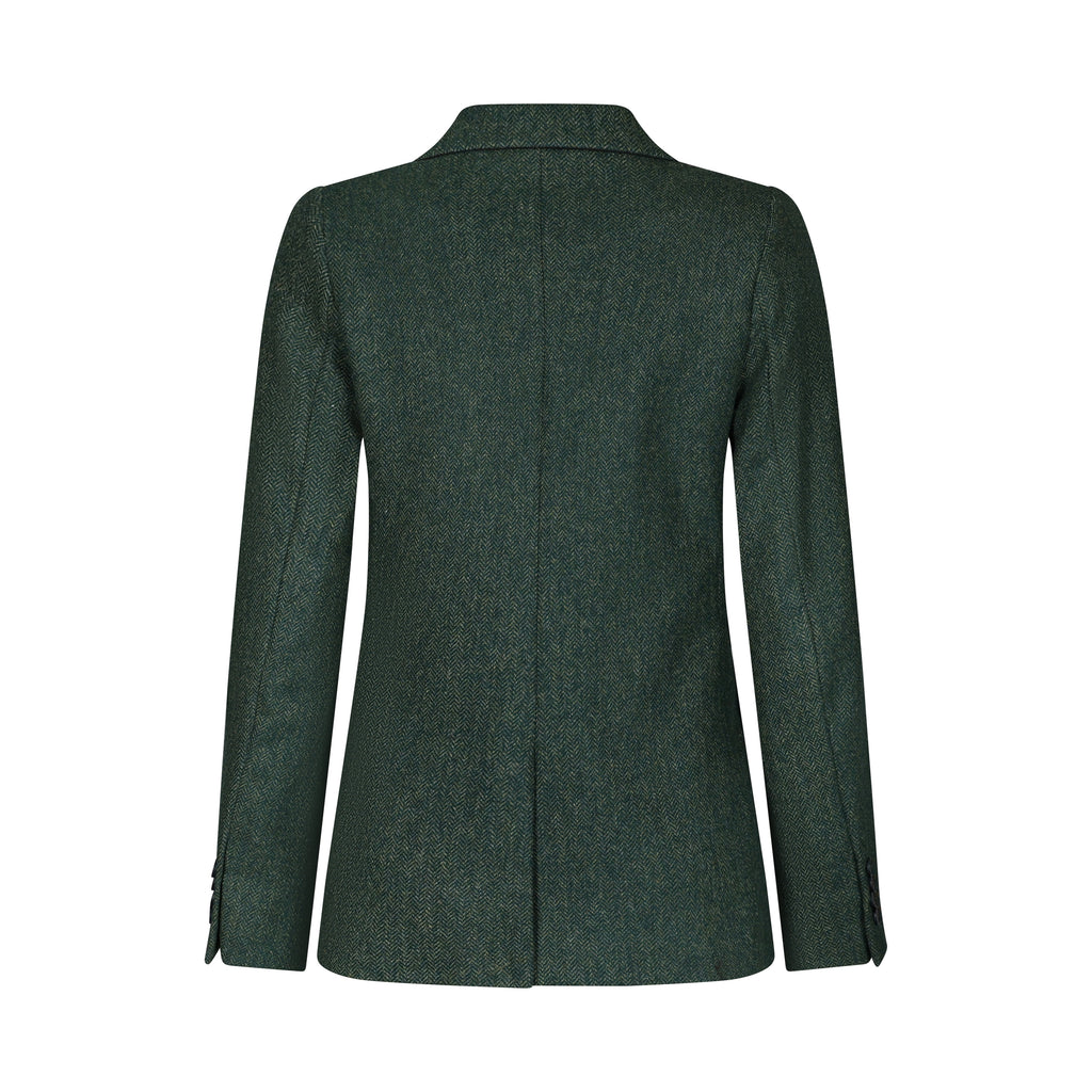Green Herringbone Fiadh Donegal Tweed Jacket Back