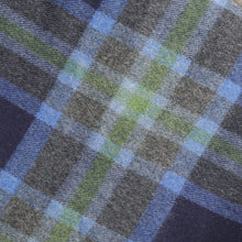 Load image into Gallery viewer, Charcoal Blue and Green Check Lambswool Blanket
