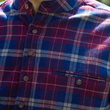 Load image into Gallery viewer, Maroon Navy Check Cotton Grandfather Shirt
