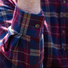 Load image into Gallery viewer, Maroon Navy Check Cotton Grandfather Shirt
