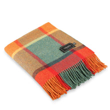 Load image into Gallery viewer, Orange and Red Check Lambswool Blanket
