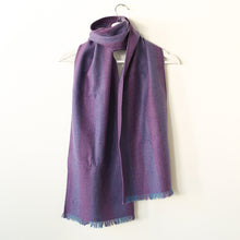 Load image into Gallery viewer, Plum Stripe Donegal Tweed Scarf
