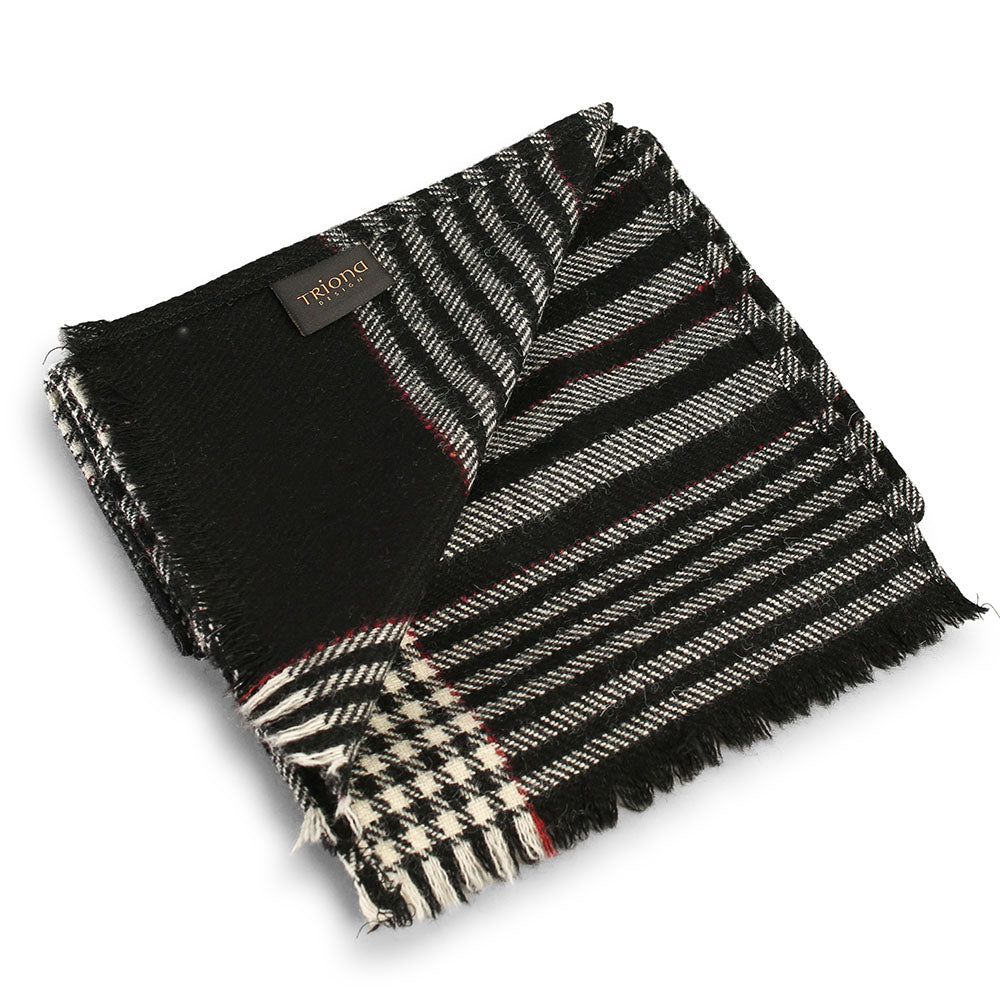 Black White Red Donegal Tweed Scarf