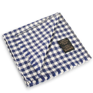 Blue & Cream Check Donegal Tweed Scarf