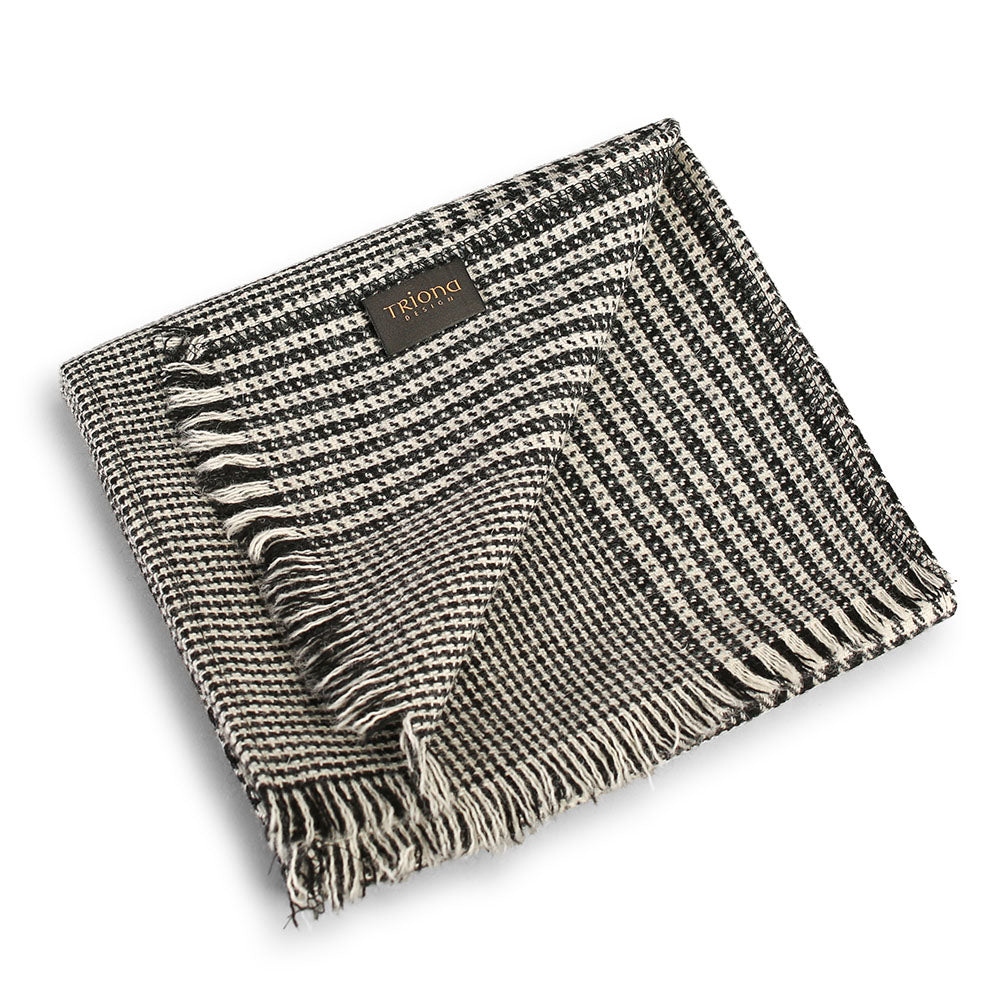 Black White Houndstooth Donegal Tweed Scarf