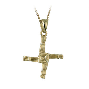 14ct Yellow Gold Double Sided St Brigid's Cross Necklace