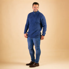 Load image into Gallery viewer, Niall Denim Blue Half Zip Cable Sweater
