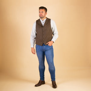 Collared Waistcoat, Brown Salt and Pepper
