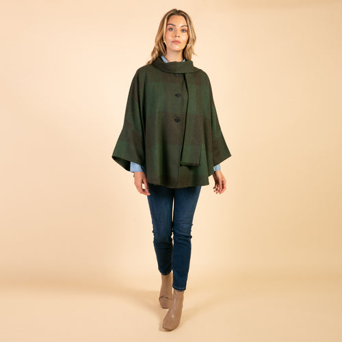 Forest Green Trisha Donegal Tweed Cape